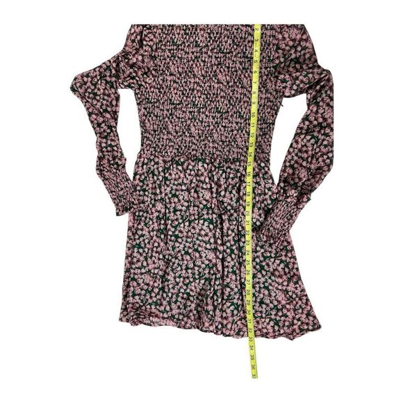 Lulus Floral Forever Green Pink Smocked Mini Dress sz Small - Picture 10 of 12